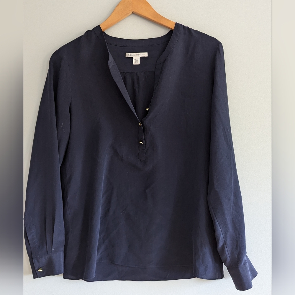 Banana Republic Navy Silk Blouse